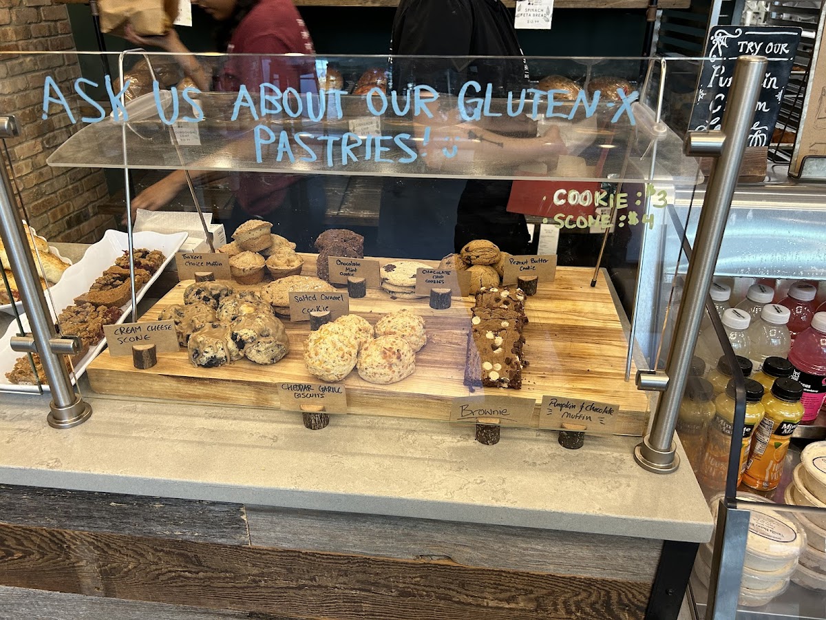 Todays gfree pastry ... we bought a blueberry scone with cream cheese, drizzled with maple glaze, 4 pumpkin chocolate chip muffins, and a giant brownie