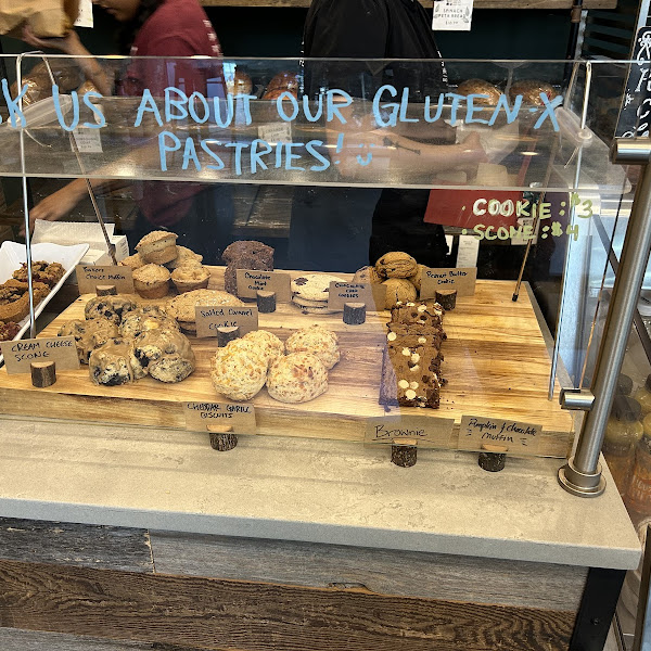 Todays gfree pastry ... we bought a blueberry scone with cream cheese, drizzled with maple glaze, 4 pumpkin chocolate chip muffins, and a giant brownie