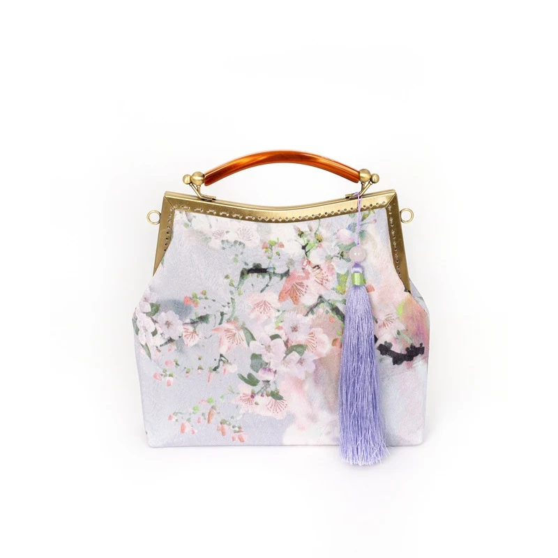 Sac à main rétro pour femme, fait à la main, avec fermoir baiser style Cheongsam, idéal pour un look vintage et élégant, parfait pour un usage quotidien ou spécial.