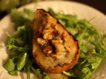 Grilled Pear Salad with Gorgonzola, Walnuts and Spicy Mustard Vinaigrette