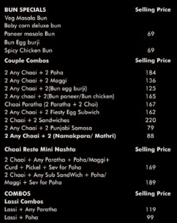 Chaai Resto menu 