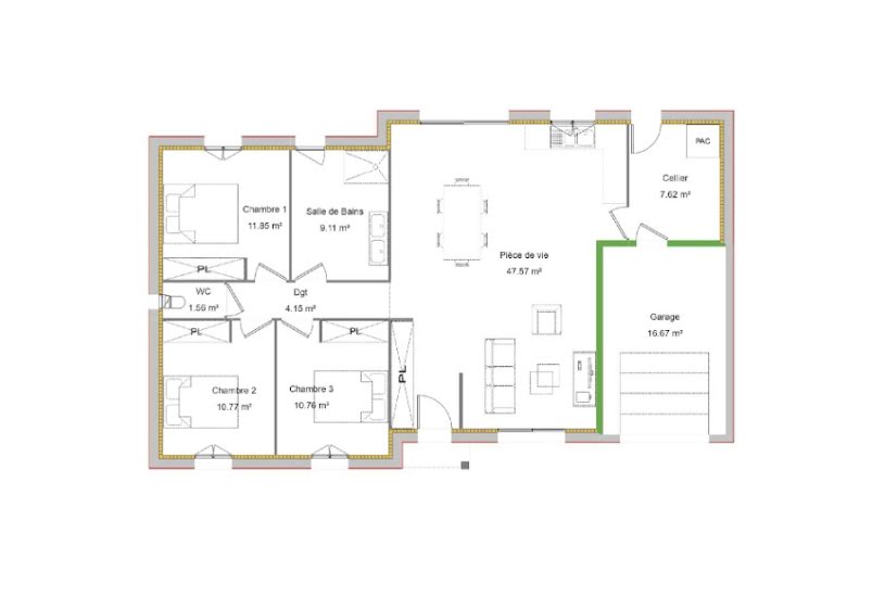  Vente Terrain + Maison - Terrain : 829m² - Maison : 102m² à Sainte-Maure-de-Touraine (37800) 