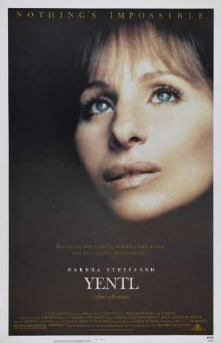 Barbra Streisand as Yentl on the movie poster.