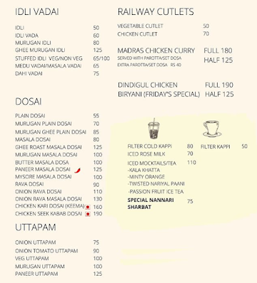 Madras Central Cafe menu 