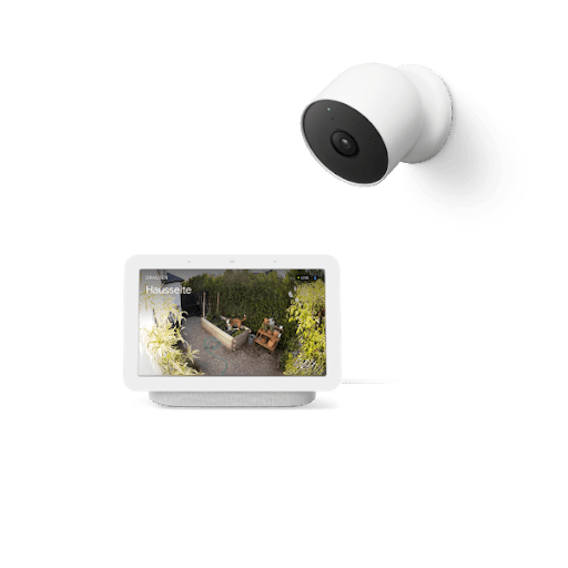 Kamera-Set für den Außenbereich Nest Cam + Nest Hub (2. Generation)