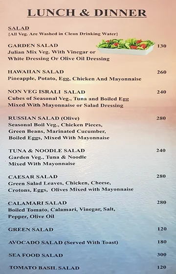 Sunset menu 