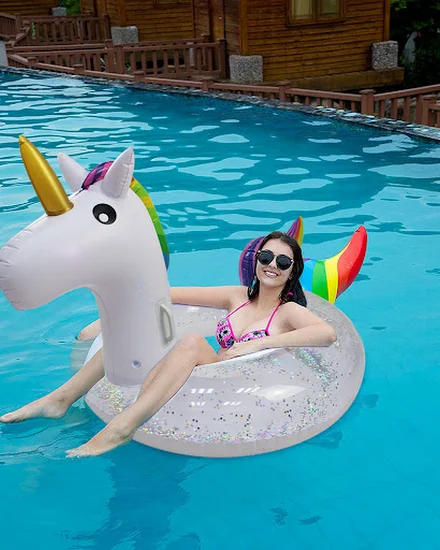 175cm Giant Inflatable Magical Pool Float With Glitter In... - 0