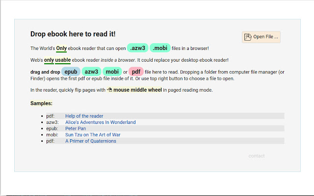 Loudreader (azw3, mobi, epub, offline Reader) chrome extension