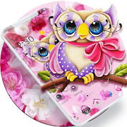 Pink Cute Fluffy Owl Theme  Icon