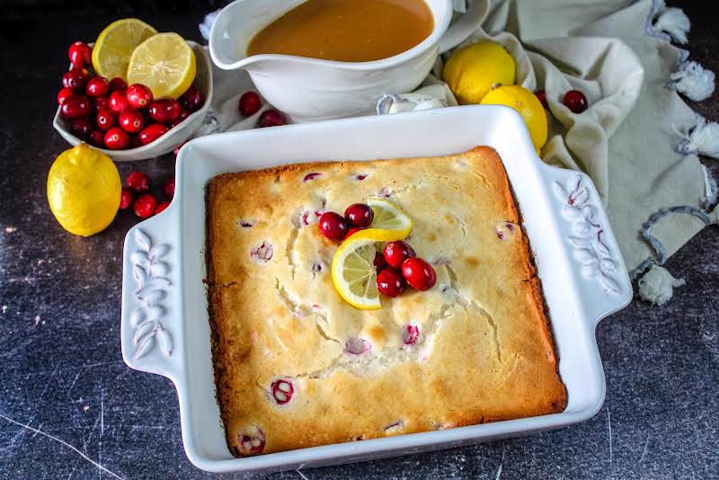 Ellie's Cranberry Cake With Lemon Butter Sauce Cooled.