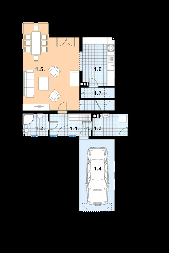 A-101 szkielet drewniany - Rzut parteru