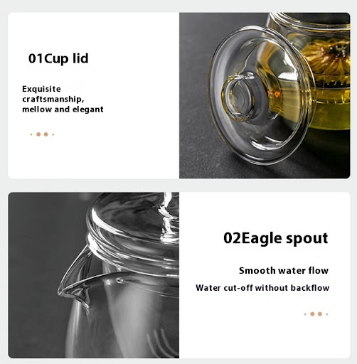 Title 2, Glass Teapot with High Temperature Resistance a...