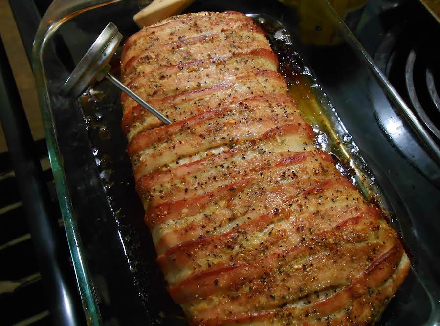 Bacon Wrapped Oven Roasted Pork Loin Recipe | Just A Pinch ...