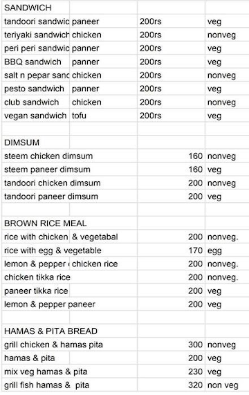 Salads & Smoothies menu 