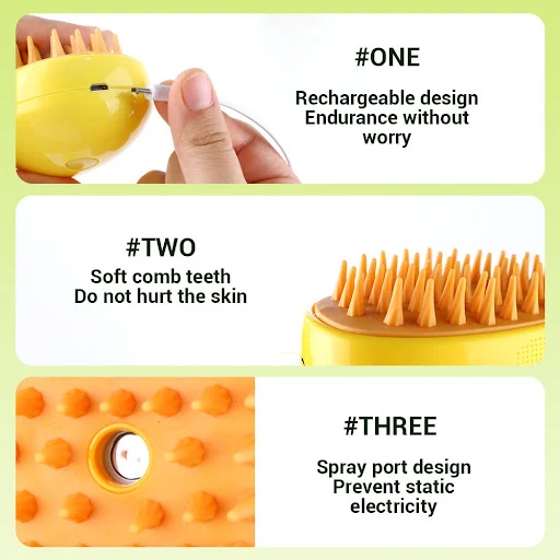 Cat Steam Brush Steamy Cat Brush 3 in 1 Electric Spray Dog Hair Brushes for Massage Pet Grooming Comb Hair Removal Combs
