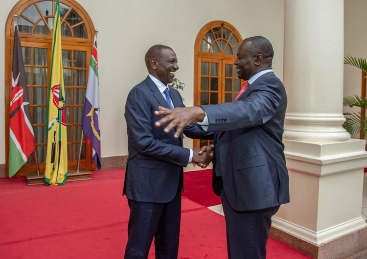 President William Ruto with Kisumu Senator Tom Ojienda at the State House in the past