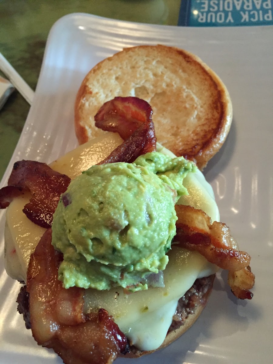 Guac bacon burger gf bun (bun fell apart but was still good w out the bun)