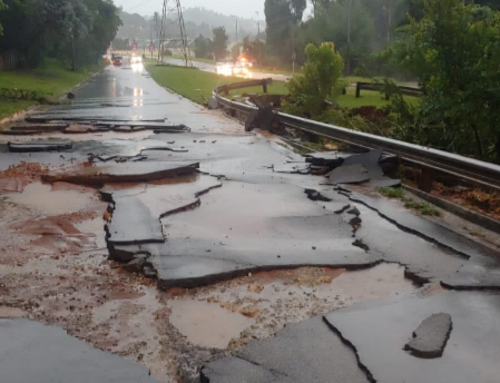 A road in Roodepoort after heavy summer rain that started late in the season. File photo.