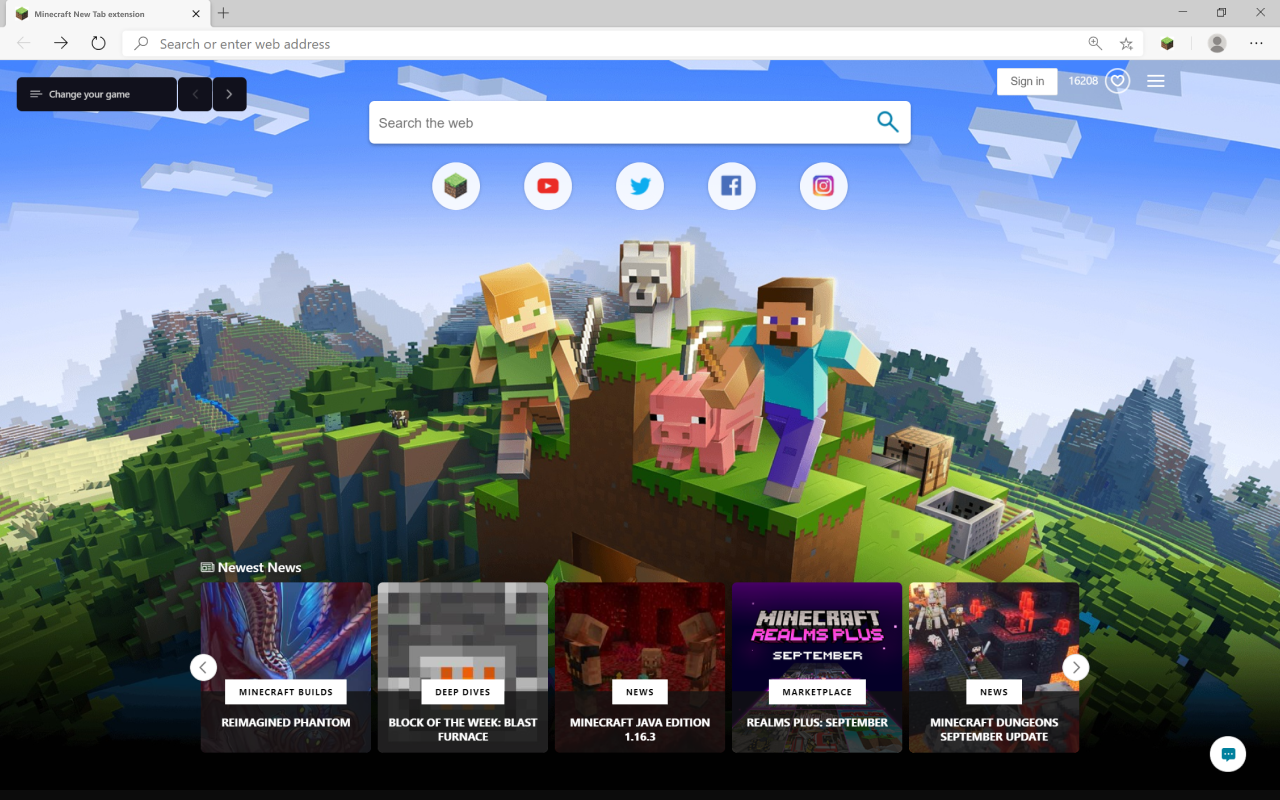 Minecraft New Tab Preview image 6