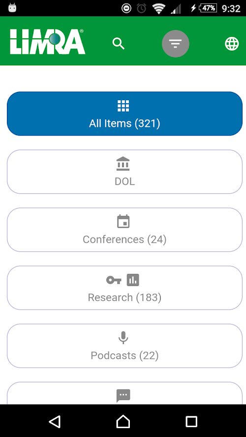 Android application LIMRA Mobile screenshort
