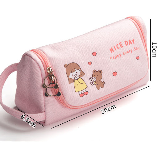 Title 10, Large Capacity Canvas Pencil Case, Simple Girl ...