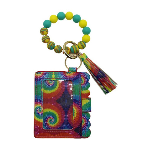 Title 6, Leopard Print Silicone Beads Bracelet Key Chain...