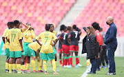 Head coach Desiree Ellis addresses players during the Cosafa Women's Championship semi final match between SA  and Malawi at Nelson Mandela Bay Stadium on October 7 2021 in Port Elizabeth, South Africa.