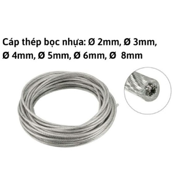 Dây Cáp Thép Bọc Nhựa Đủ Size (3Mm Đến 8Mm)