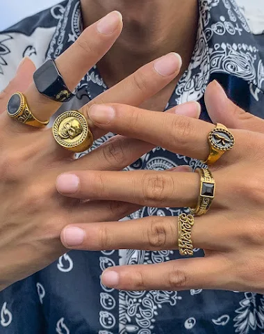 6-teiliges Ring-Set im schlichten, - 0