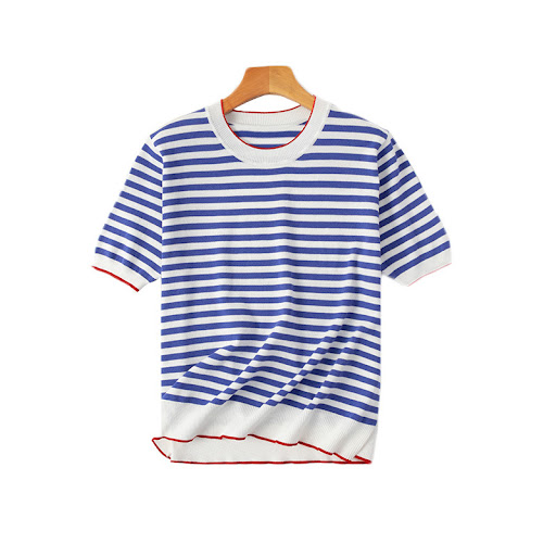 Title 7, Womens Contrast Striped Short-sleeved T-shirt