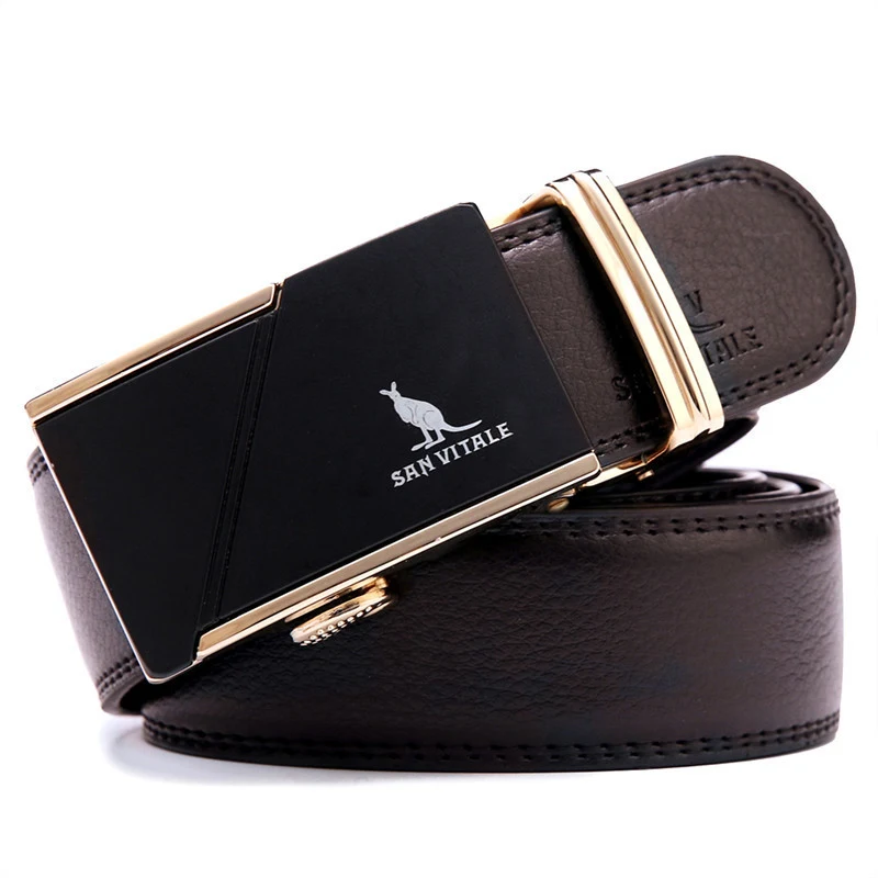 Klassieke leren riem met automatische gesp voor heren, gemaakt van koeienhuid, modieus en duurzaam, ideaal voor dagelijks gebruik en speciale gelegenheden.