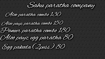 Sahu Paratha Company menu 