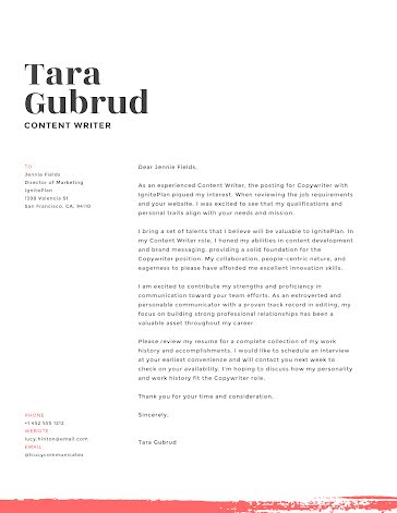 Tara Gubrud - Cover Letter template