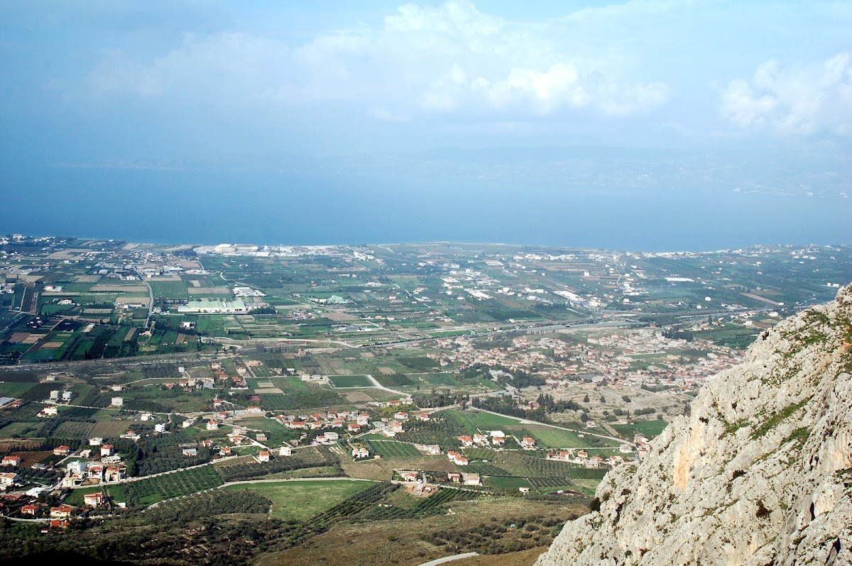 Ancient Corinth and the Aegean Sea from the Acrocorinth