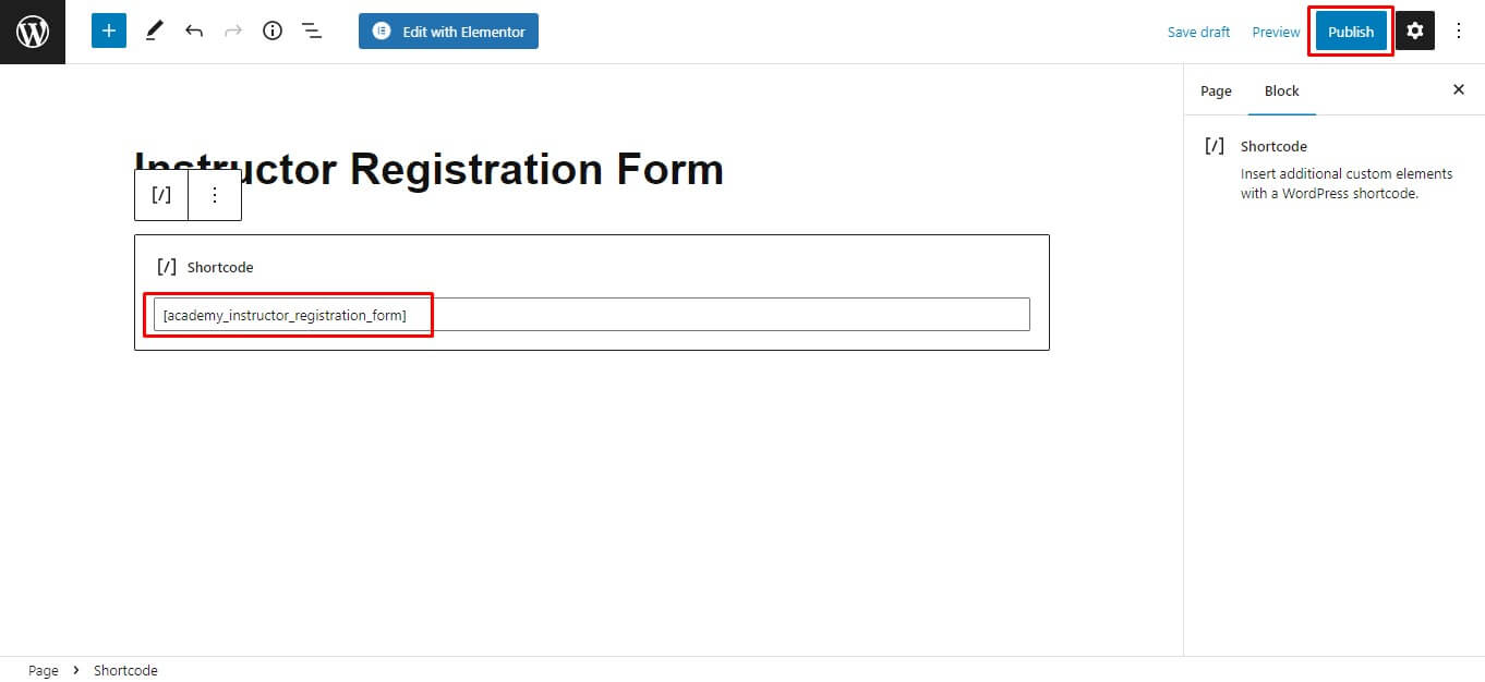 Academy lms instructor shortcode using 