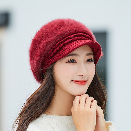 Title 5, Womens Winter Rabbit Fur Warm Knitted Wool Hat