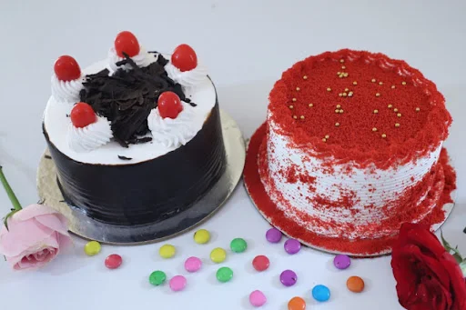 Red Velvet Cake [500 Grams] With Black Forest Cake [500 Grams]