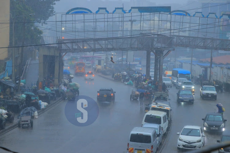 Downpour on Haile Selassie Avenue in Nairobi on April 4