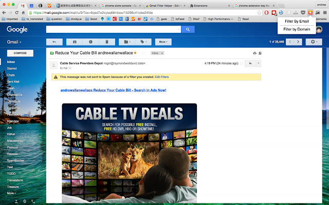 Gmail Filter Helper chrome extension