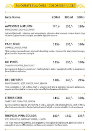 Seasons Health Drinks menu 5