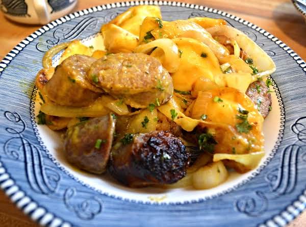 Bratwurst & Pierogies in Honey Mustard Sauce_image