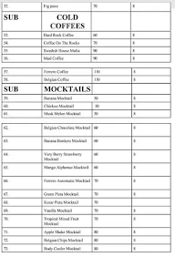 Coruscoa menu 6