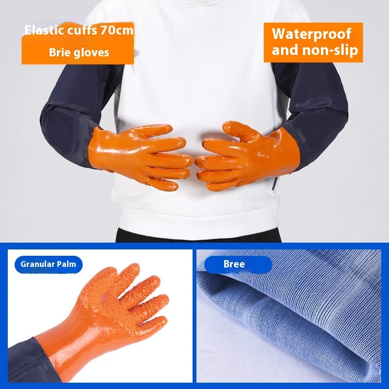 Fleece-lined waterproof and hard-wearing aquatic gloves for fishing. Exclusive long-sleeved and thickened gloves, perfec