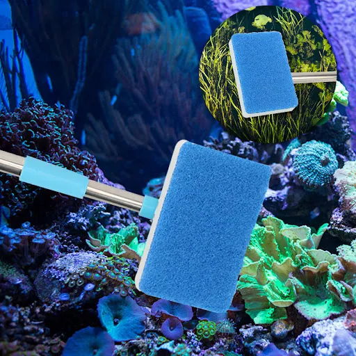Cleaner Scrubber 180° adjustable Double-Sided Sponge Cleaning Brush Super Long Handle Aquarium Fish Tank Glass Window Al