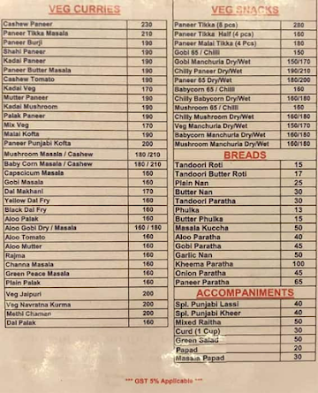 Dhaba City Punjab menu 