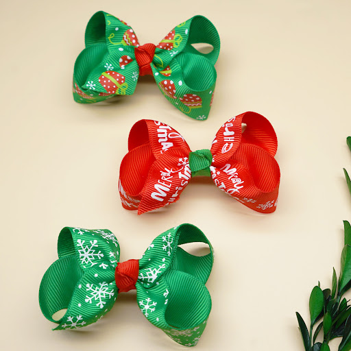 Title 10, Santa Claus Printed Bow Barrettes, European and...