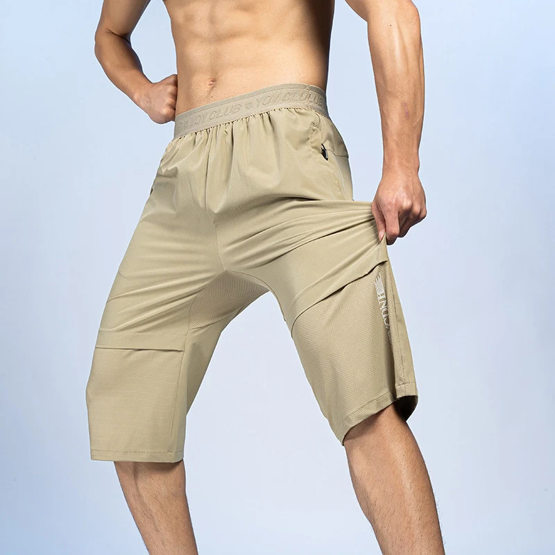 Leggings en soie glacée pour homme Pantalon court de sport à séchage rapide Grande taille Parfait pour le sport et le confort
