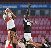 Sibusiso Sangweni of the Lions wins possession during the Carling Currie Cup match between Sigma Lions and Cell C Sharks in Johannesburg. 