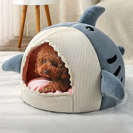 Cat Bed Semi-enclosed Warm Pet Beds Big Mouth Shark Dog Kennel Kittens Basket Cushion Cat House Tent Puppy Cave Cats Acc