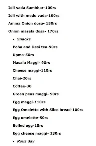 Amma Idli Dosa menu 1